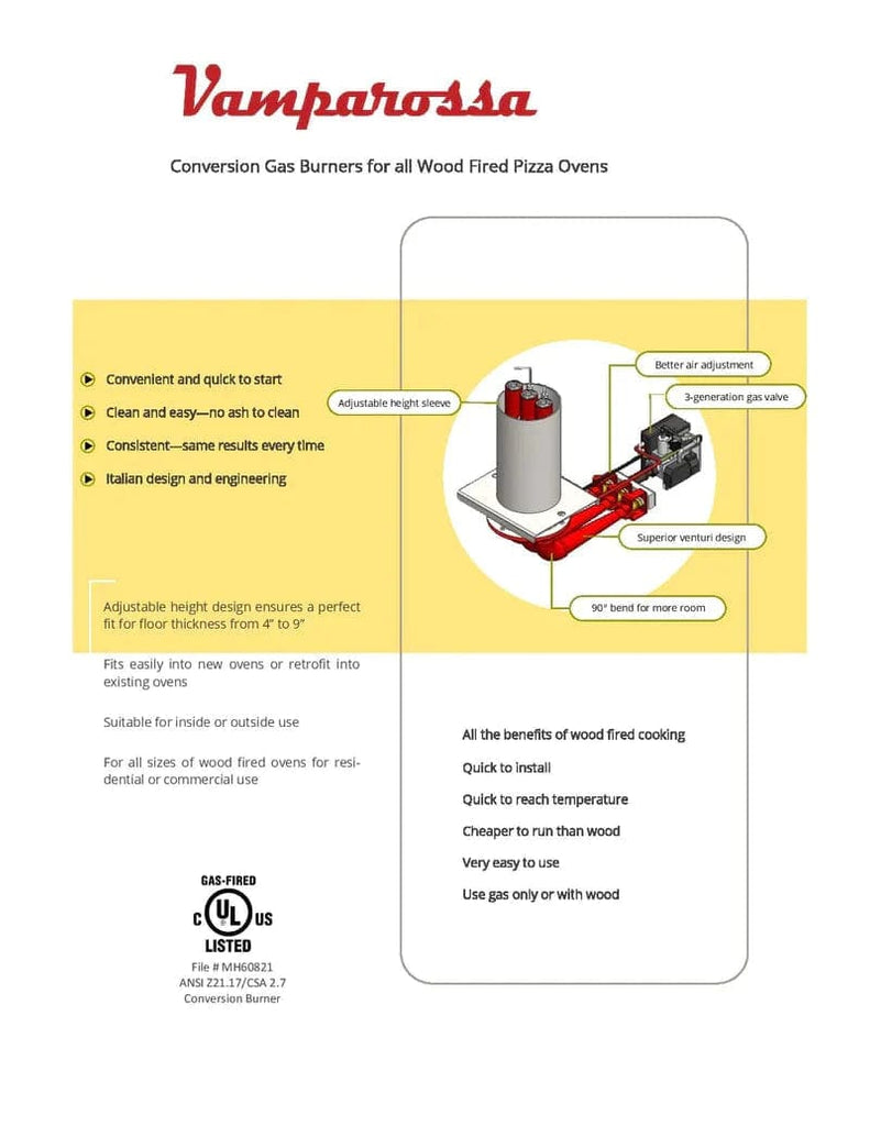 Vamparossa Pizza accessories Vamparossa Pizza Oven Burner - For Extra Large Ovens