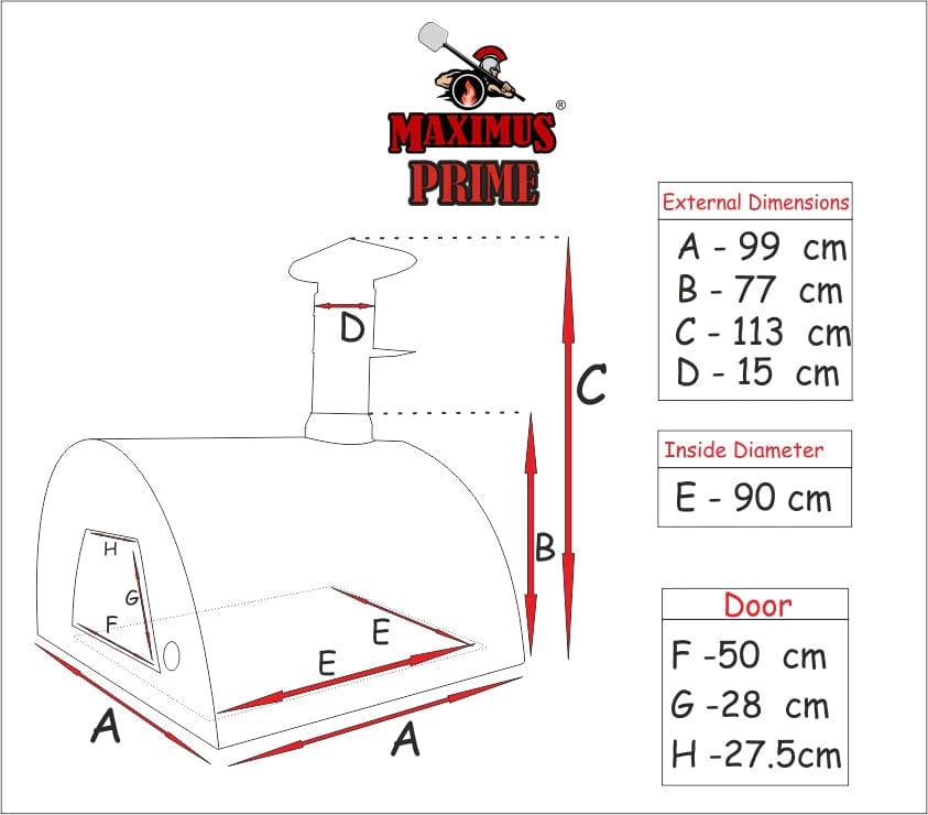 Authentic Pizza Ovens Pizza Oven Red Maximus Prime Large Portable Pizza Oven Red - New Style